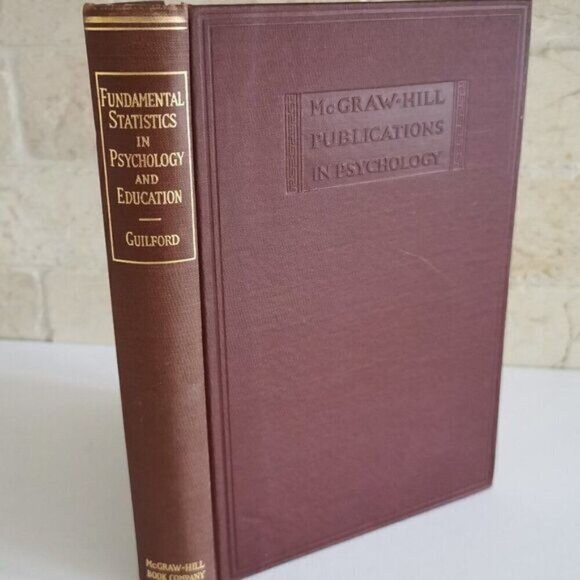 1942 Fundamental Statistics in Psychology & Education Book, Vintage Red Gilt Boo - Picture 1 of 7
